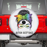 Autism Acceptance Spare Tire Cover Neurodiversity Awareness Messy Bun Women
