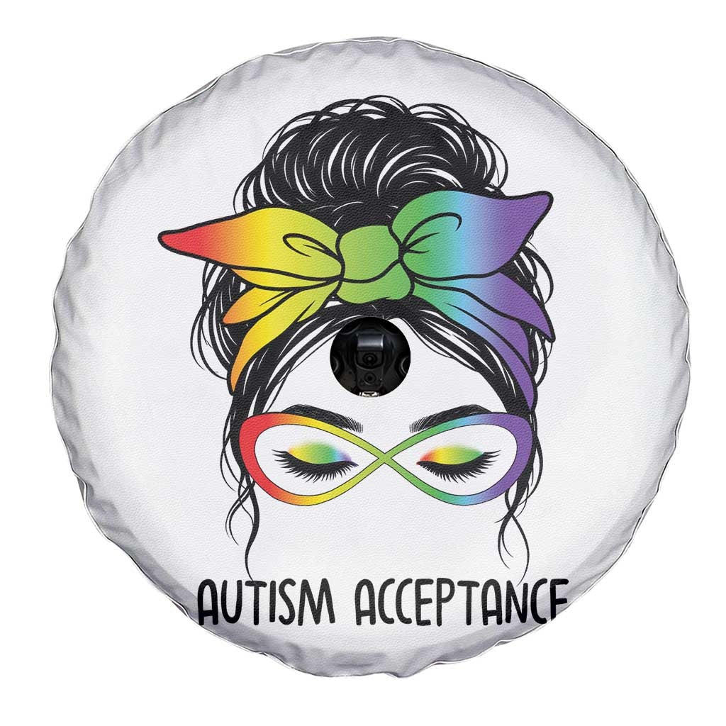 Autism Acceptance Spare Tire Cover Neurodiversity Awareness Messy Bun Women