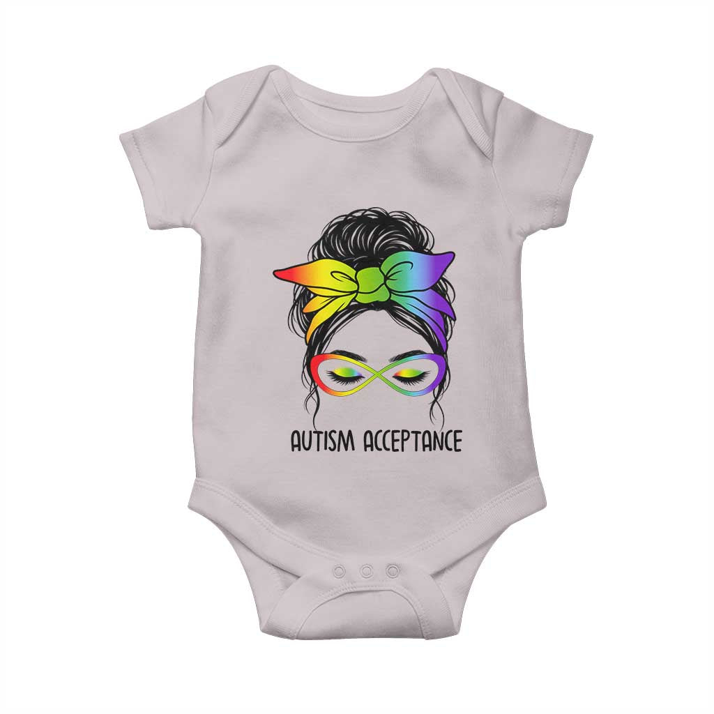 Autism Acceptance Baby Onesie Neurodiversity Awareness Messy Bun Women
