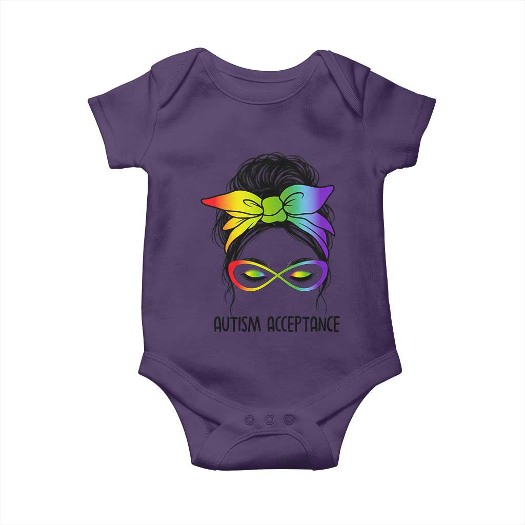 Autism Acceptance Baby Onesie Neurodiversity Awareness Messy Bun Women