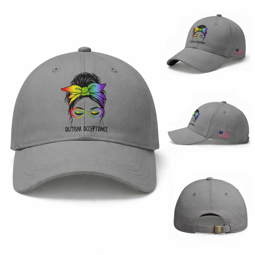 Autism Acceptance Baseball Cap Neurodiversity Awareness Messy Bun Women