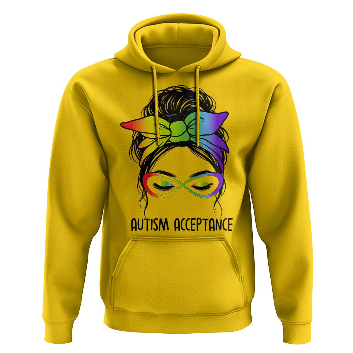 Autism Acceptance Hoodie Neurodiversity Awareness Messy Bun Women
