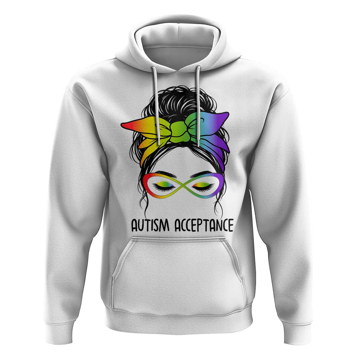 Autism Acceptance Hoodie Neurodiversity Awareness Messy Bun Women