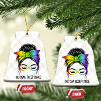 Autism Acceptance Ceramic Ornament Neurodiversity Awareness Messy Bun Women