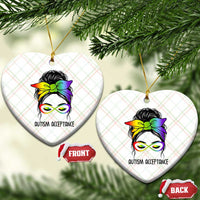 Autism Acceptance Ceramic Ornament Neurodiversity Awareness Messy Bun Women