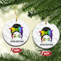 Autism Acceptance Ceramic Ornament Neurodiversity Awareness Messy Bun Women