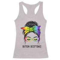Autism Acceptance Racerback Tank Top Neurodiversity Awareness Messy Bun Women