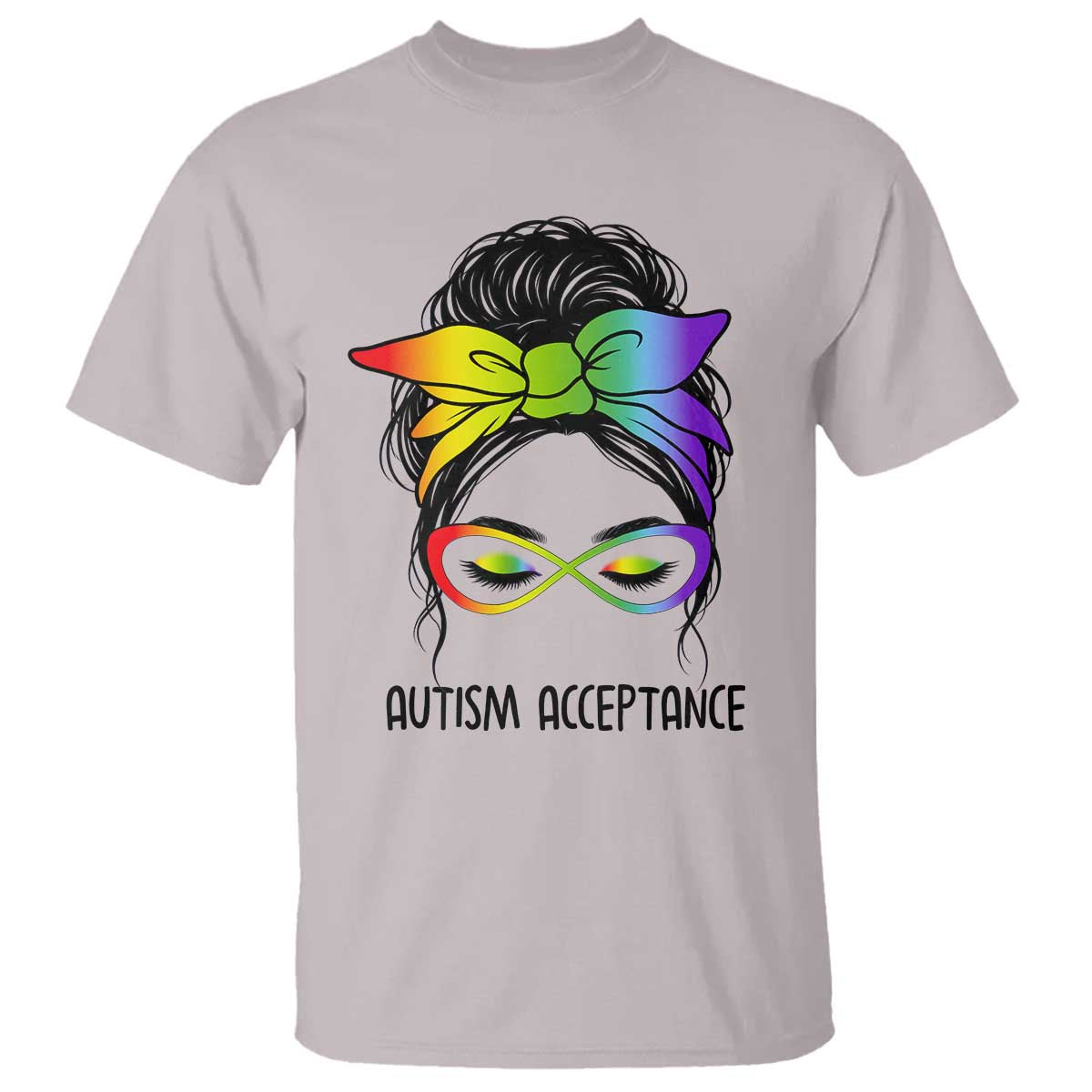 Autism Acceptance T Shirt Neurodiversity Awareness Messy Bun Women