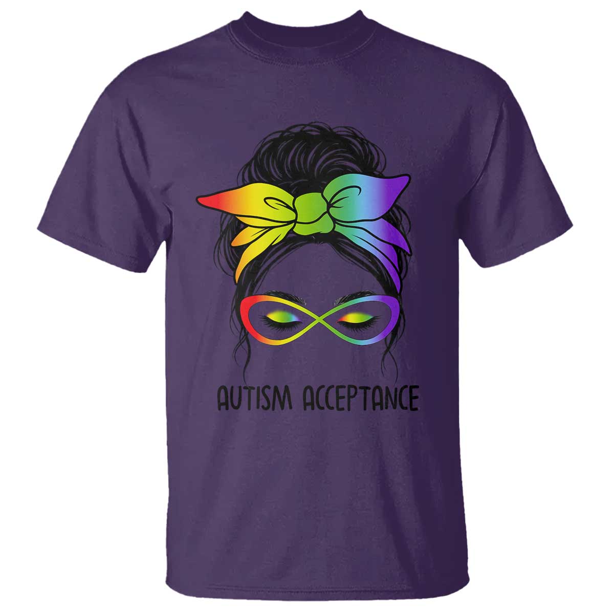Autism Acceptance T Shirt Neurodiversity Awareness Messy Bun Women