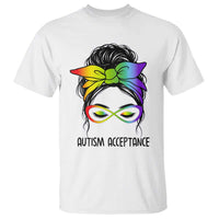 Autism Acceptance T Shirt Neurodiversity Awareness Messy Bun Women