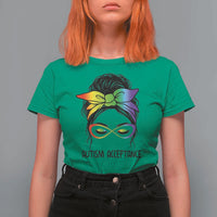 Autism Acceptance T Shirt For Women Neurodiversity Awareness Messy Bun Women