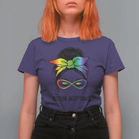 Autism Acceptance T Shirt For Women Neurodiversity Awareness Messy Bun Women