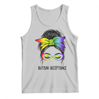 Autism Acceptance Tank Top Neurodiversity Awareness Messy Bun Women