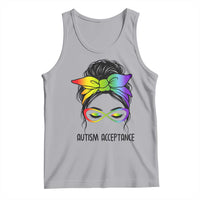Autism Acceptance Tank Top Neurodiversity Awareness Messy Bun Women