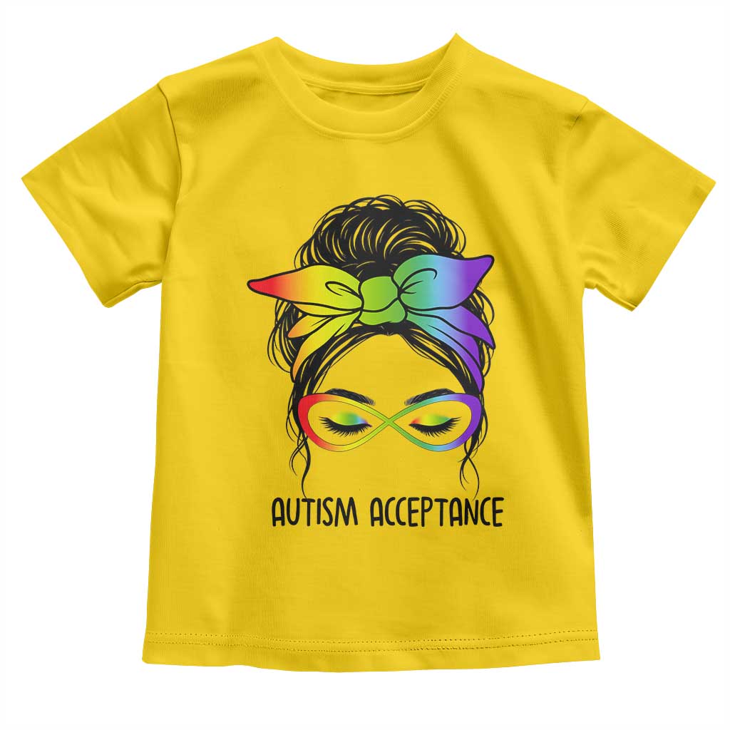 Autism Acceptance Toddler T Shirt Neurodiversity Awareness Messy Bun Women