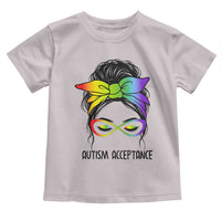 Autism Acceptance Toddler T Shirt Neurodiversity Awareness Messy Bun Women