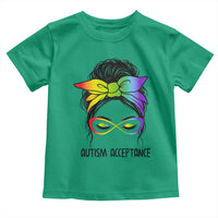 Autism Acceptance Toddler T Shirt Neurodiversity Awareness Messy Bun Women