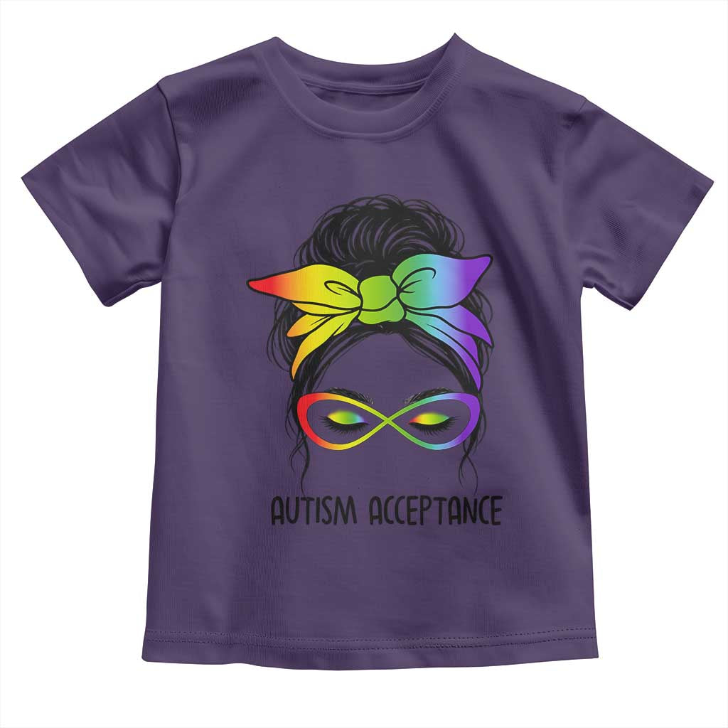 Autism Acceptance Toddler T Shirt Neurodiversity Awareness Messy Bun Women