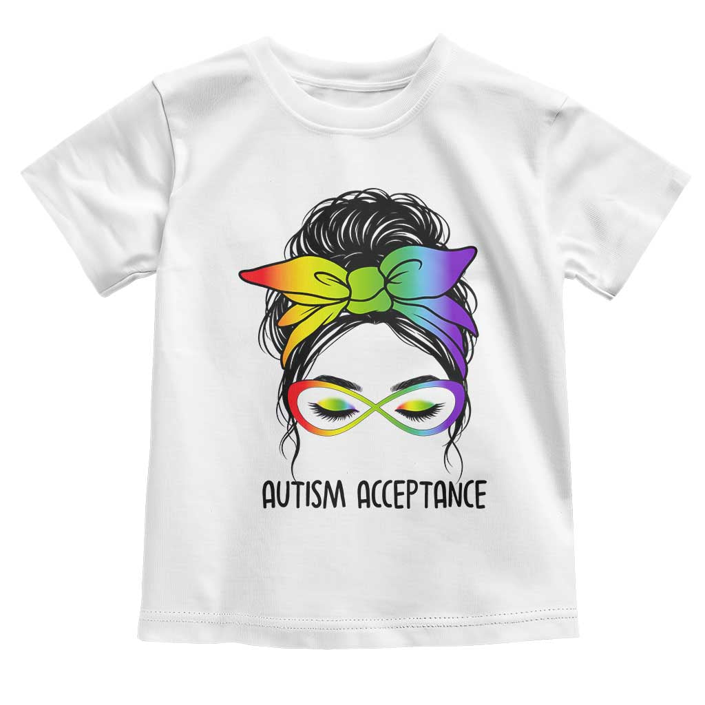 Autism Acceptance Toddler T Shirt Neurodiversity Awareness Messy Bun Women