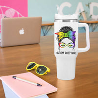 Autism Acceptance Tumbler With Handle Neurodiversity Awareness Messy Bun Women