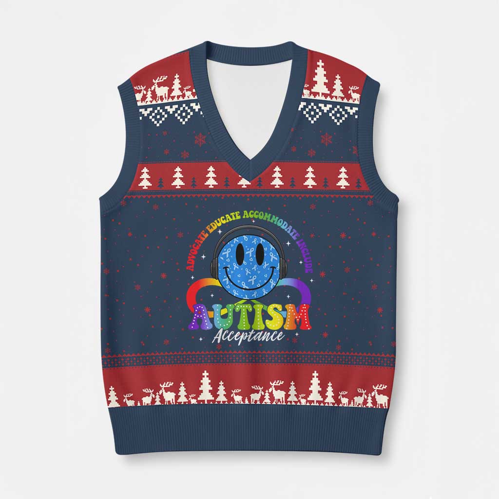 Autism Acceptance V-Neck Knit Sweater Vest Acceptance Special Education Teacher Kids