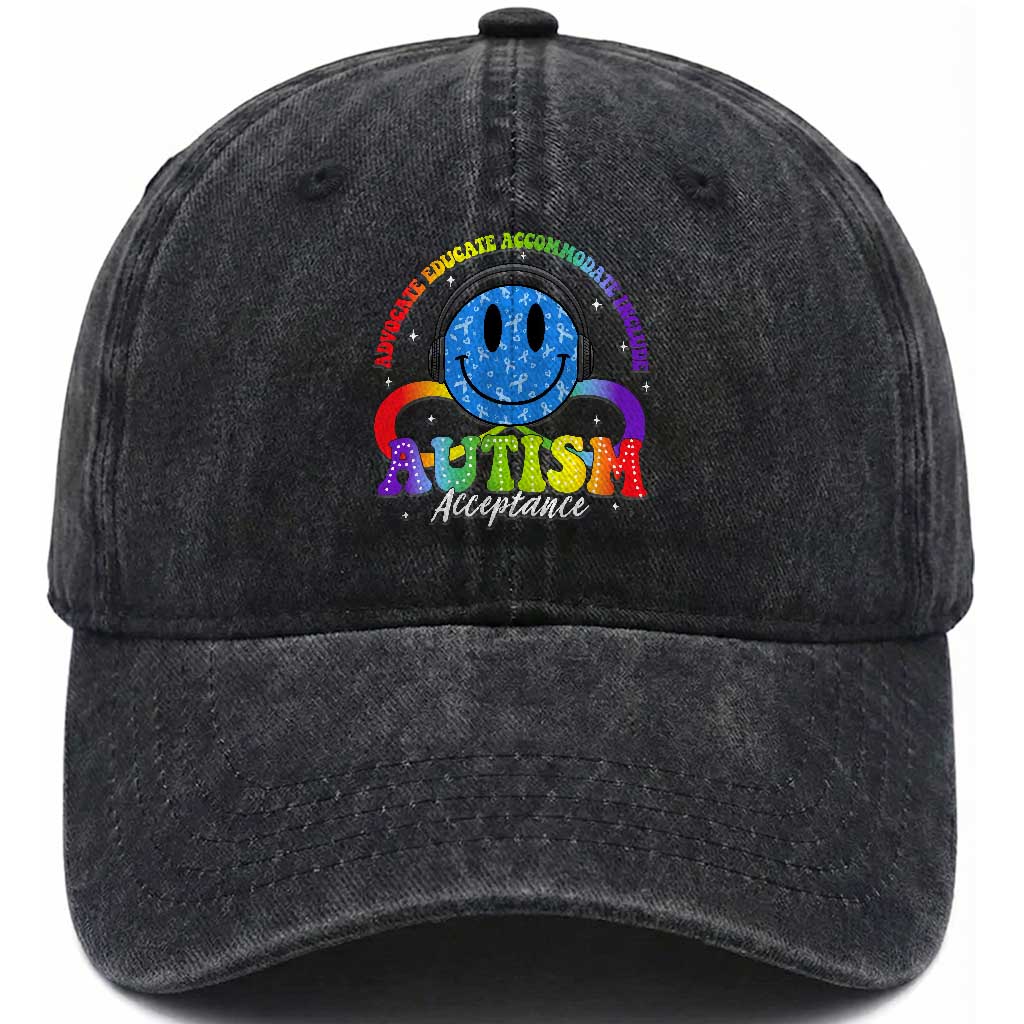 Autism Acceptance Washed Cotton Baseball Cap Acceptance Special Education Teacher Kids