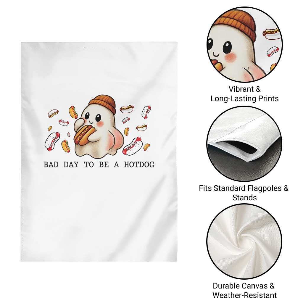 Funny Hot Dog Ghost Halloween Garden Flag Bad Day To Be A Hotdog - Wonder Print Shop