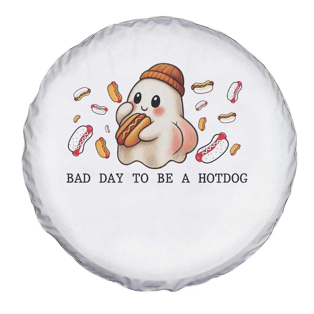 Funny Hot Dog Ghost Halloween Spare Tire Cover Bad Day To Be A Hotdog - Wonder Print Shop