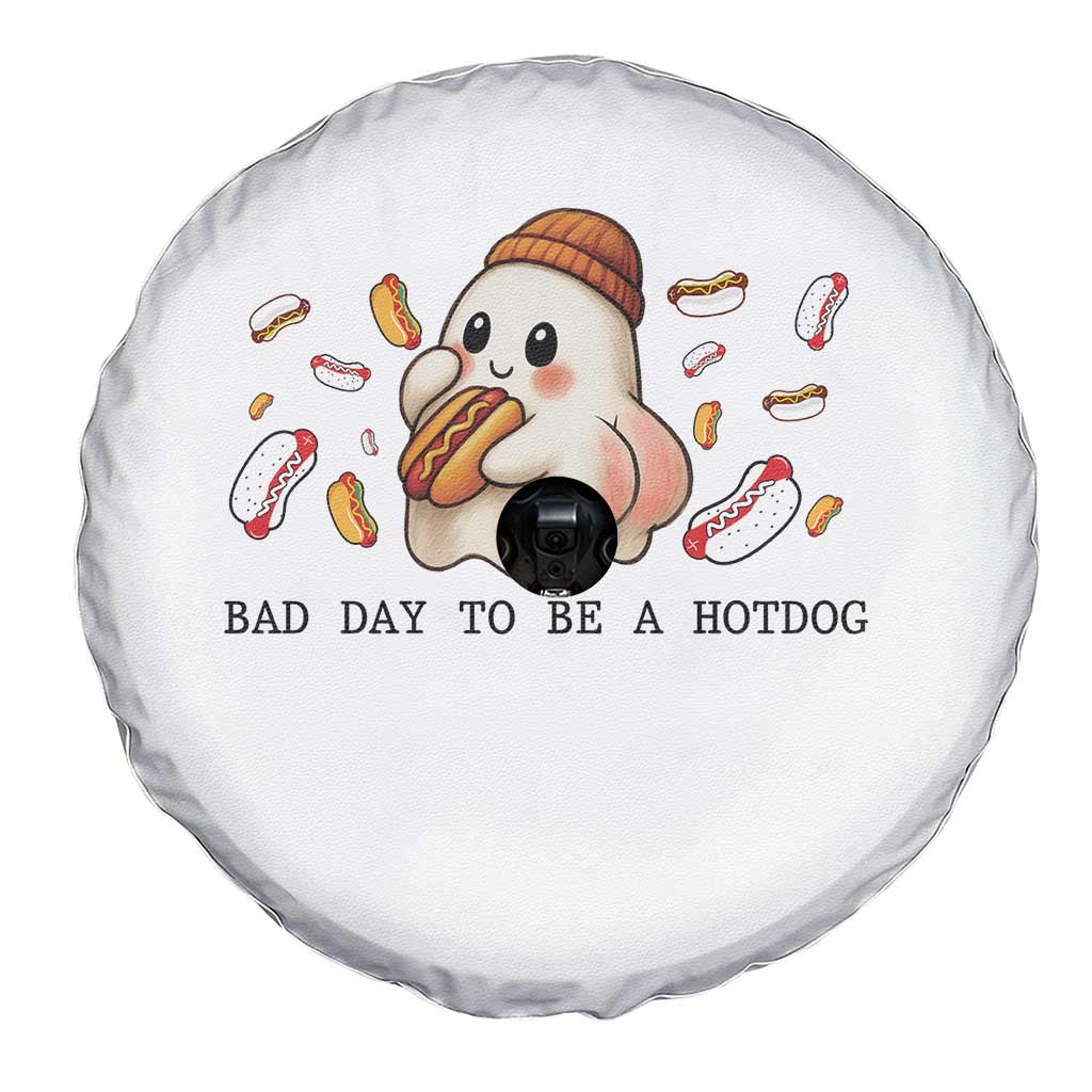 Funny Hot Dog Ghost Halloween Spare Tire Cover Bad Day To Be A Hotdog - Wonder Print Shop