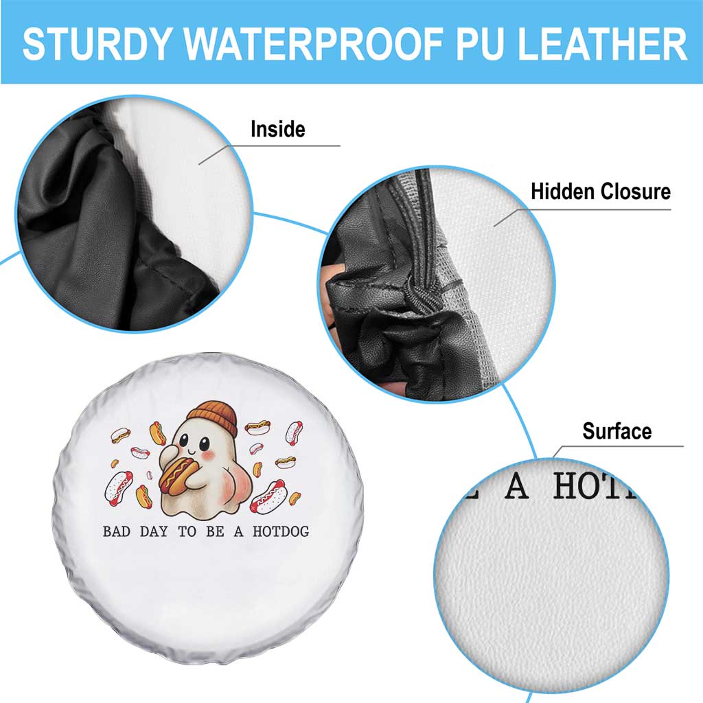 Funny Hot Dog Ghost Halloween Spare Tire Cover Bad Day To Be A Hotdog - Wonder Print Shop