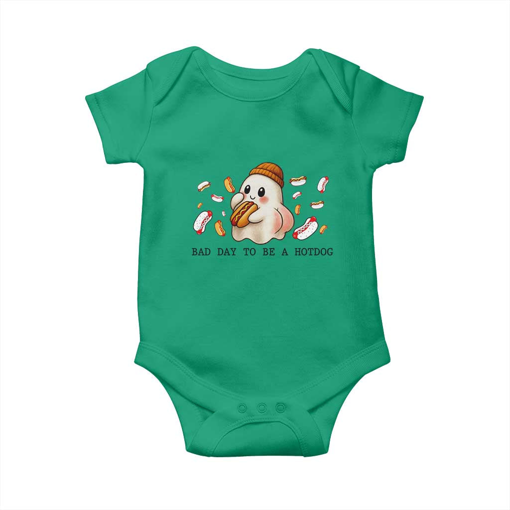 Funny Hot Dog Ghost Halloween Baby Onesie Bad Day To Be A Hotdog - Wonder Print Shop