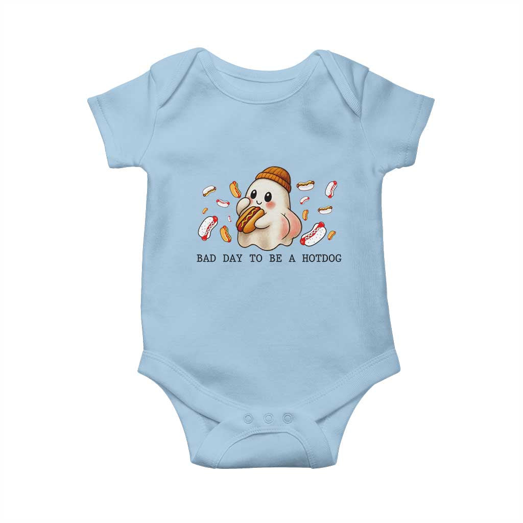 Funny Hot Dog Ghost Halloween Baby Onesie Bad Day To Be A Hotdog - Wonder Print Shop