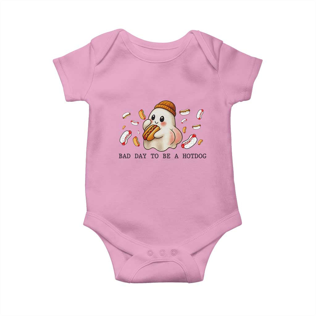 Funny Hot Dog Ghost Halloween Baby Onesie Bad Day To Be A Hotdog - Wonder Print Shop