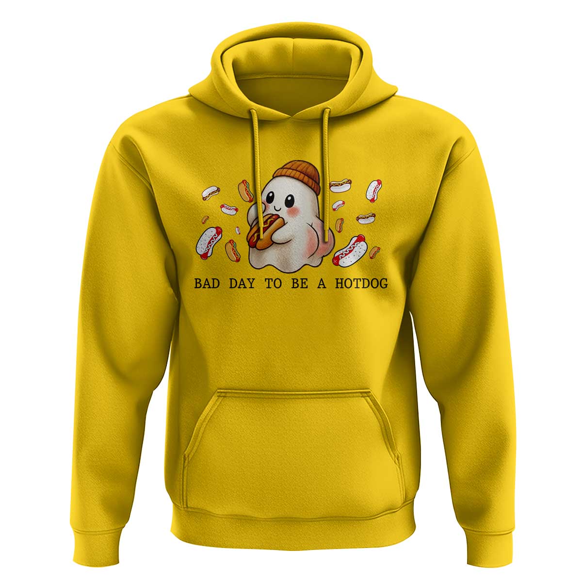 Funny Hot Dog Ghost Halloween Hoodie Bad Day To Be A Hotdog - Wonder Print Shop