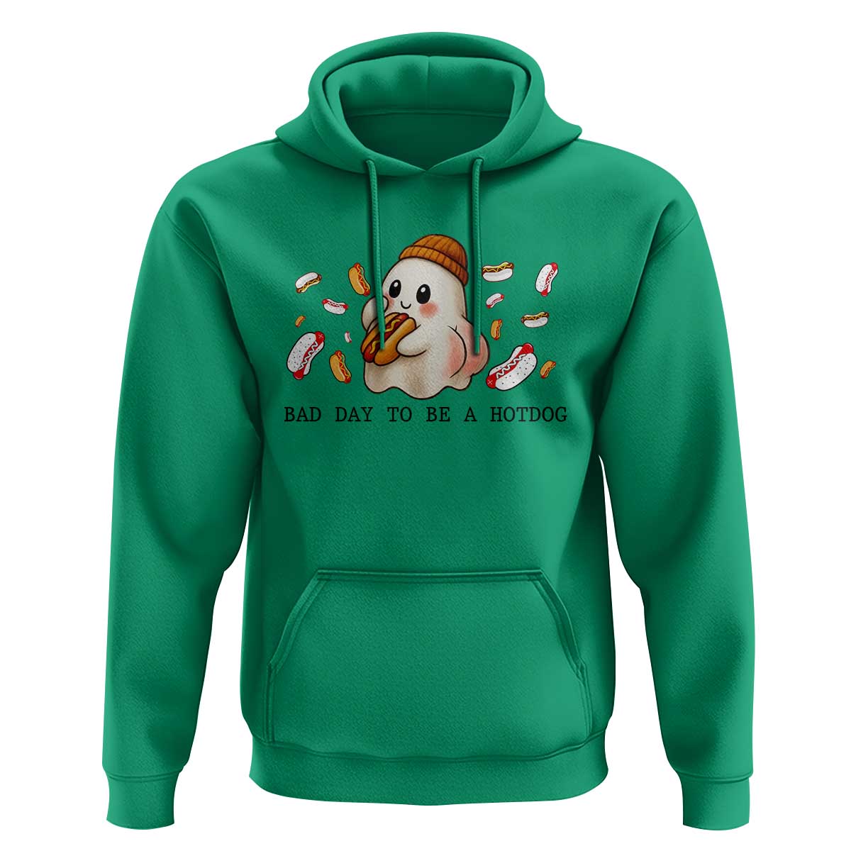 Funny Hot Dog Ghost Halloween Hoodie Bad Day To Be A Hotdog - Wonder Print Shop