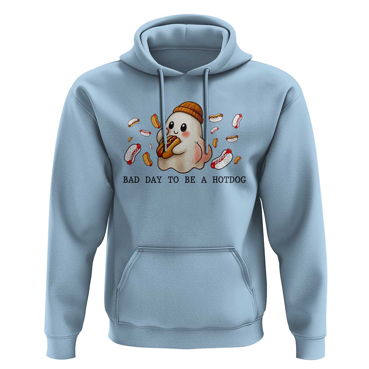 Funny Hot Dog Ghost Halloween Hoodie Bad Day To Be A Hotdog - Wonder Print Shop