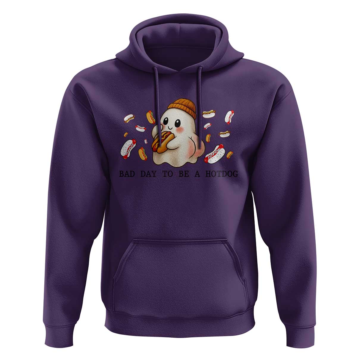 Funny Hot Dog Ghost Halloween Hoodie Bad Day To Be A Hotdog - Wonder Print Shop