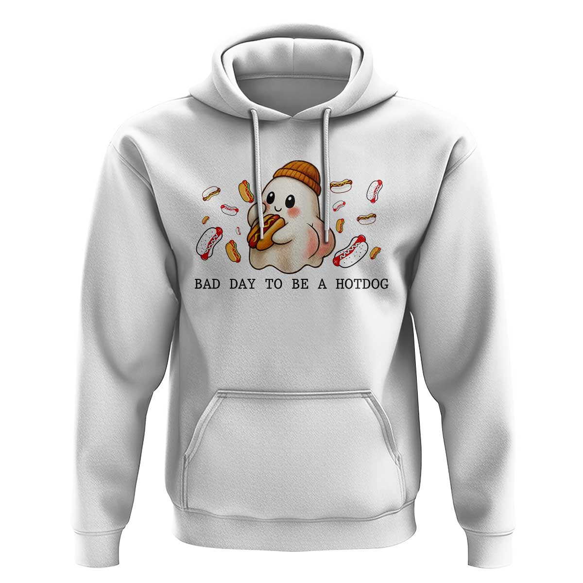 Funny Hot Dog Ghost Halloween Hoodie Bad Day To Be A Hotdog - Wonder Print Shop
