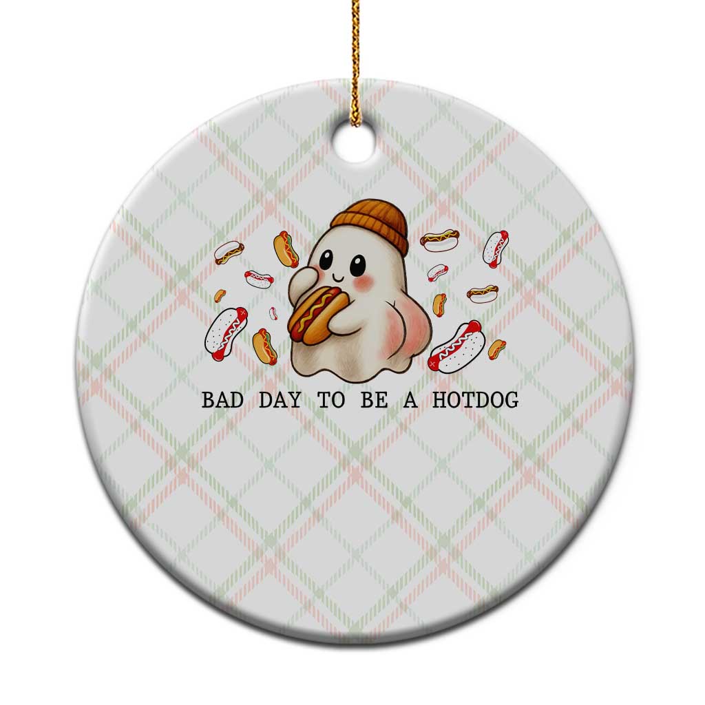 Funny Hot Dog Ghost Halloween Ceramic Ornament Bad Day To Be A Hotdog - Wonder Print Shop