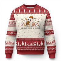 Funny Hot Dog Ghost Halloween Ugly Christmas Sweater Bad Day To Be A Hotdog - Wonder Print Shop