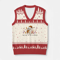 Funny Hot Dog Ghost Halloween V-Neck Knit Sweater Vest Bad Day To Be A Hotdog - Wonder Print Shop