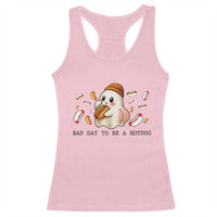 Funny Hot Dog Ghost Halloween Racerback Tank Top Bad Day To Be A Hotdog - Wonder Print Shop