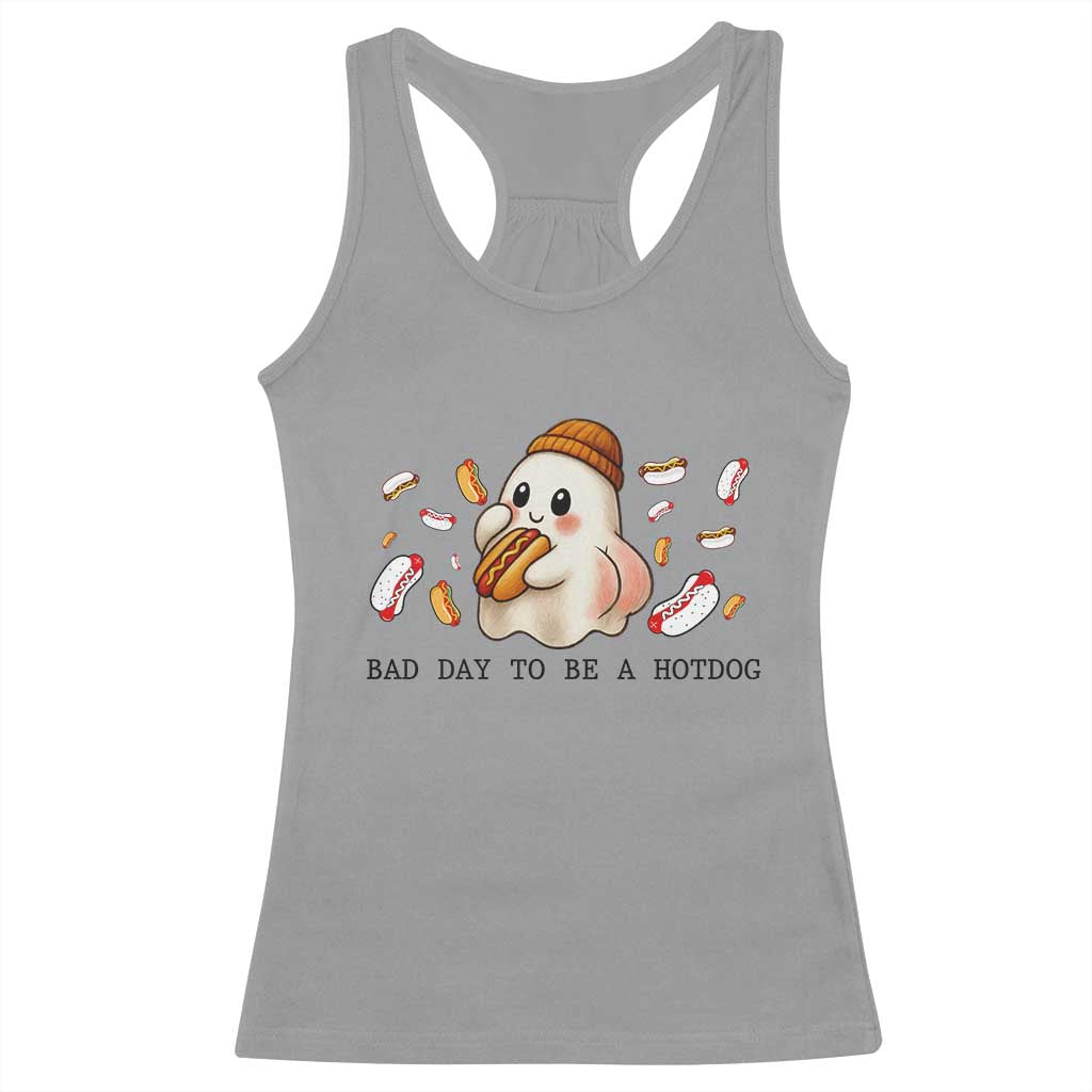 Funny Hot Dog Ghost Halloween Racerback Tank Top Bad Day To Be A Hotdog - Wonder Print Shop