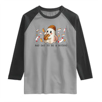 Funny Hot Dog Ghost Halloween Raglan Shirt Bad Day To Be A Hotdog - Wonder Print Shop
