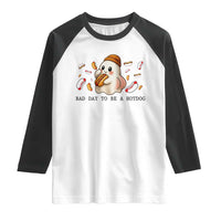 Funny Hot Dog Ghost Halloween Raglan Shirt Bad Day To Be A Hotdog - Wonder Print Shop