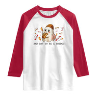 Funny Hot Dog Ghost Halloween Raglan Shirt Bad Day To Be A Hotdog - Wonder Print Shop