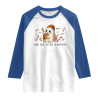 Funny Hot Dog Ghost Halloween Raglan Shirt Bad Day To Be A Hotdog - Wonder Print Shop