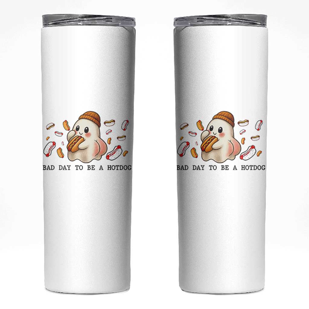 Funny Hot Dog Ghost Halloween Skinny Tumbler Bad Day To Be A Hotdog - Wonder Print Shop