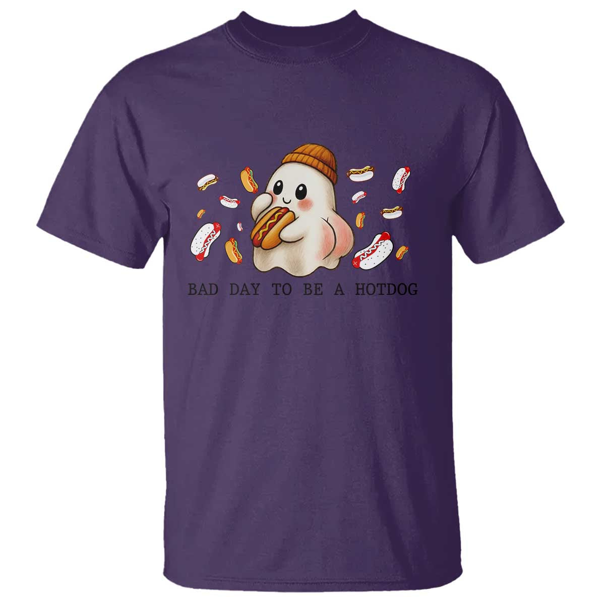 Funny Hot Dog Ghost Halloween T Shirt Bad Day To Be A Hotdog - Wonder Print Shop