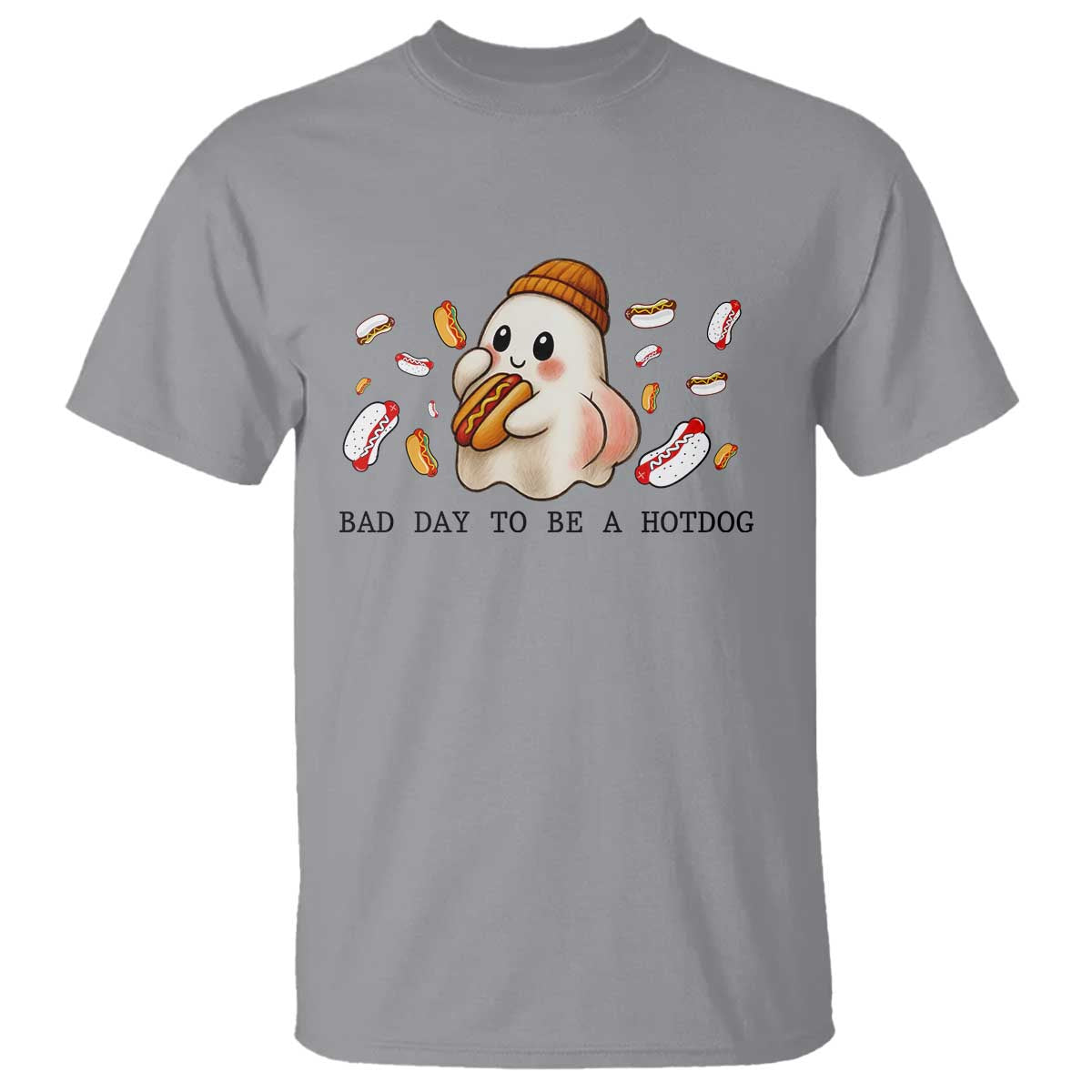 Funny Hot Dog Ghost Halloween T Shirt Bad Day To Be A Hotdog - Wonder Print Shop